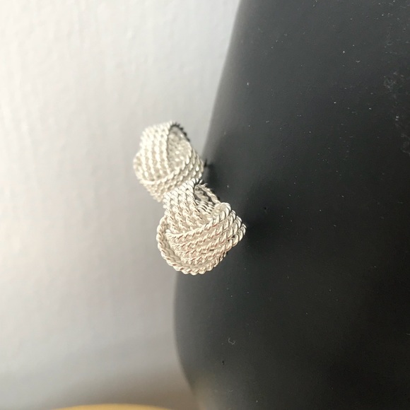 Silver Plated Knot Stud Earrings - Picture 3 of 4